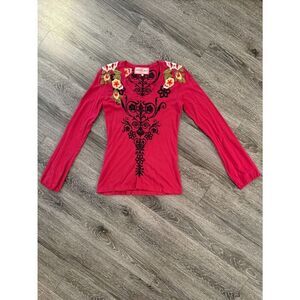 Johnny Was Embroidered Long Sleeve Top